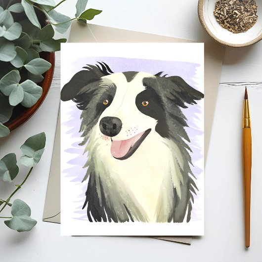 Border Collie | Hond Mooie Huisdier Waterverf Briefkaart