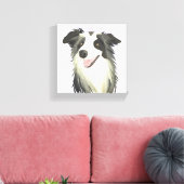 Border Collie | Hond Mooie Huisdier Waterverf Canvas Afdruk (Insitu (Woonkamer))