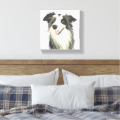 Border Collie | Hond Mooie Huisdier Waterverf Canvas Afdruk (Insitu (Slaapkamer))