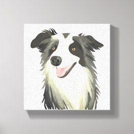 Border Collie | Hond Mooie Huisdier Waterverf Canvas Afdruk