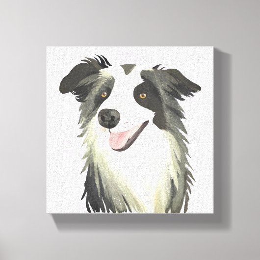 Border Collie | Hond Mooie Huisdier Waterverf Canvas Afdruk (Voorkant)