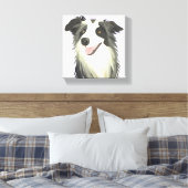 Border Collie | Hond Mooie Huisdier Waterverf Canvas Afdruk (Insitu (Slaapkamer))