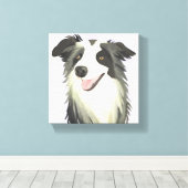 Border Collie | Hond Mooie Huisdier Waterverf Canvas Afdruk (Insitu (Houten vloer))