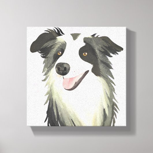 Border Collie | Hond Mooie Huisdier Waterverf Canvas Afdruk (Voorkant)
