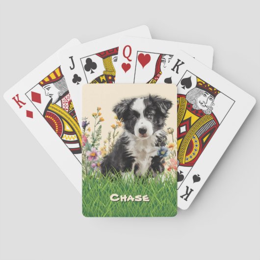 Border Collie Hond Naam Pokerkaarten (Achterkant)