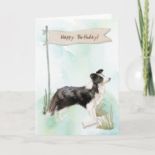 Border Collie hond onder verjaardagsbord Kaart