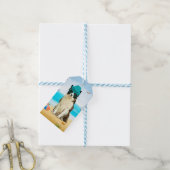Border Collie-hond op het strand Cadeaulabel (Met Touw)