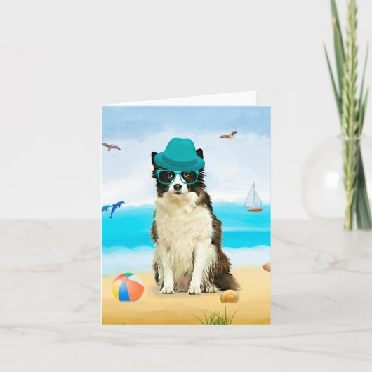 Border Collie-hond op het strand Kaart (Voorkant)