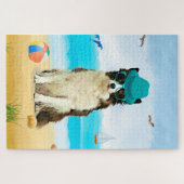 Border Collie-hond op het strand Legpuzzel (Horizontaal)
