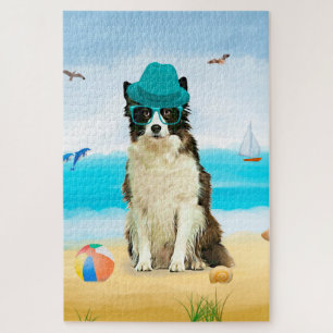 Border Collie-hond op het strand Legpuzzel