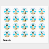 Border Collie-hond op het strand Ronde Sticker (Vel)