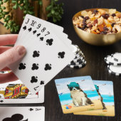 Border Collie-hond op strand Kussensloop Pokerkaarten (Insitu)