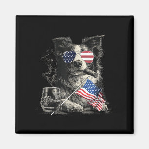 Border Collie Hond Papa Patriottische Amerikaanse Magneet