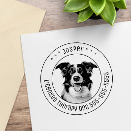Border Collie Hond Pet Foto Rond Rubberstempel