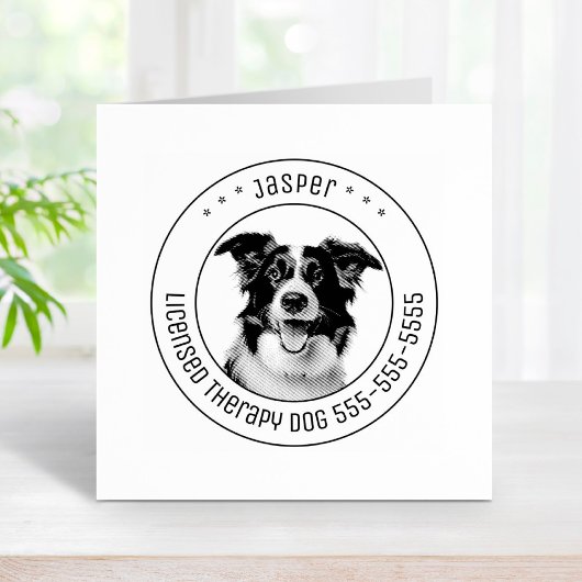 Border Collie Hond Pet Foto Rond Rubberstempel