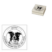 Border Collie Hond Pet Foto Rond Rubberstempel (Gestempeld)