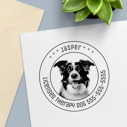 Border Collie Hond Pet Foto Rond Zelfinktende Stempel