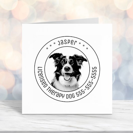 Border Collie Hond Pet Foto Rond Zelfinktende Stempel