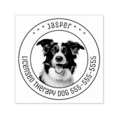 Border Collie Hond Pet Foto Rond Zelfinktende Stempel (Design)
