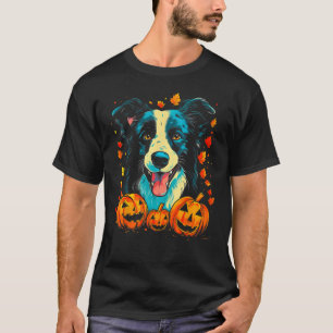 Border Collie Hond Pompoen Halloween T-shirt