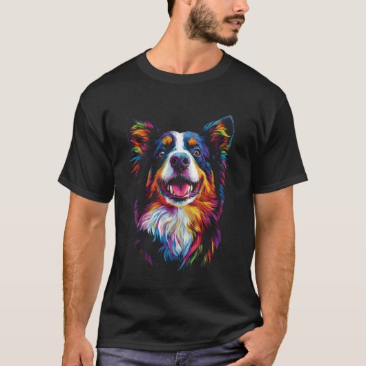 Border Collie Hond Pop Art T-shirt (Voorkant)
