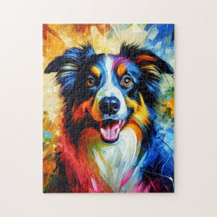 Border Collie Hond Portret Acryl Kunstprint Hond Legpuzzel