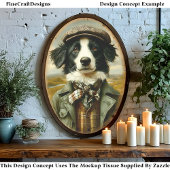 Border Collie Hond Portret Landschap CH3 Découpage Tissuepapier