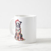 Border Collie Hond Puppy Kerstmis Koffiemok (Voorkant links)