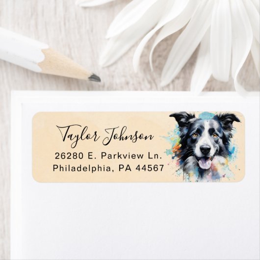 Border Collie Hond Retouradres Label (Insitu)