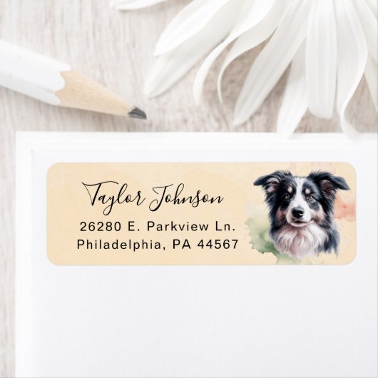 Border Collie Hond Retouradres Label (Insitu)