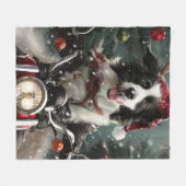 Border Collie Hond Rijden Motorfiets Kerstmis Fleece Deken (Voorkant (Horizontaal))