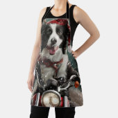 Border Collie Hond Rijden Motorfiets Kerstmis Schort (Insitu)
