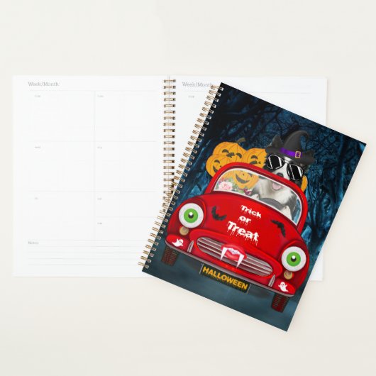 Border Collie Hond Rijdt Auto Enge Halloween Planner (Display)