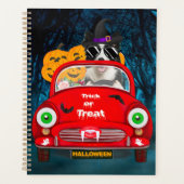 Border Collie Hond Rijdt Auto Enge Halloween Planner (Voorkant)