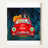 Border Collie Hond Rijdt Auto Enge Halloween Planner (Achterkant)