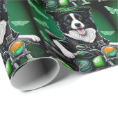 Border Collie-hond rijdt op fiets St. Patrick's Da Cadeaupapier (Rol Hoek)