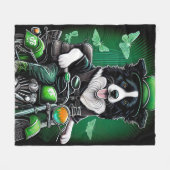 Border Collie-hond rijdt op fiets St. Patrick's Da Fleece Deken (Voorkant (Horizontaal))