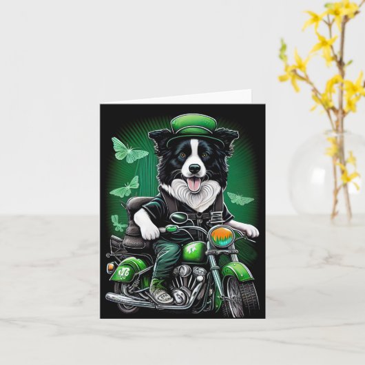 Border Collie-hond rijdt op fiets St. Patrick's Da Kaart (Gele Bloem)
