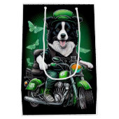 Border Collie-hond rijdt op fiets St. Patrick's Da Medium Cadeauzakje (Achterkant)