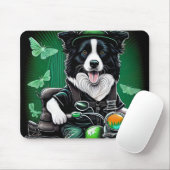 Border Collie-hond rijdt op fiets St. Patrick's Da Muismat (Met muis)