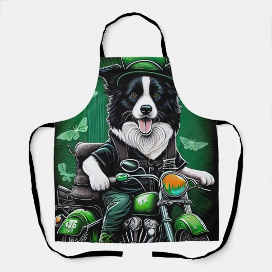 Border Collie-hond rijdt op fiets St. Patrick's Da Schort (Voorkant)