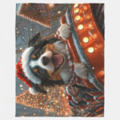 Border Collie Hond Roller Coaster Kerstmis Fleece Deken (Voorkant)