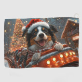 Border Collie Hond Roller Coaster Kerstmis Golfhanddoek (Horizontaal)