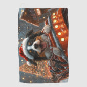 Border Collie Hond Roller Coaster Kerstmis Golfhanddoek (Voorkant)
