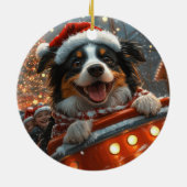 Border Collie Hond Roller Coaster Kerstmis Keramisch Ornament (Achterkant)