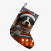 Border Collie Hond Roller Coaster Kerstmis Kleine Kerstsok (Voorkant (Hangend))