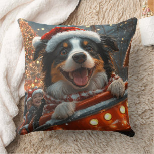 Border Collie Hond Roller Coaster Kerstmis Kussen