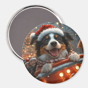 Border Collie Hond Roller Coaster Kerstmis Magneet