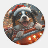 Border Collie Hond Roller Coaster Kerstmis Magneet (Voorkant)