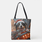 Border Collie Hond Roller Coaster Kerstmis Tote Bag (Achterkant)